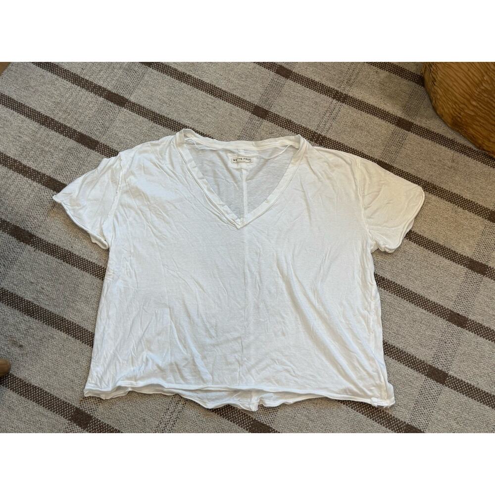 We The Free People Nina V Neck Boxy White Short Sleeve Short Women’s Large